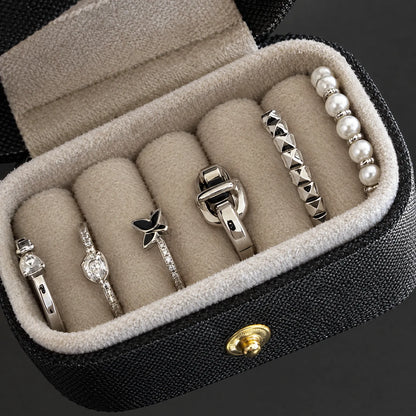 Jewelry Box for Travel with Ring Slots Stud Storage and Snap Closure