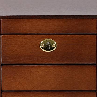 Jewelry Box with Drawers Mirror Necklace Hooks and Lock