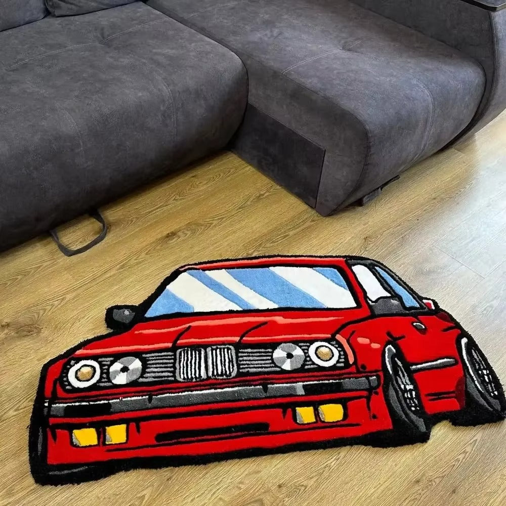 Kids Car Shaped Wool Cartoon Playroom Area Rug Decor | Solmira