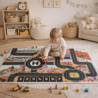 Kids Play Mat City Road Map Traffic Design Floor Play | Vantira