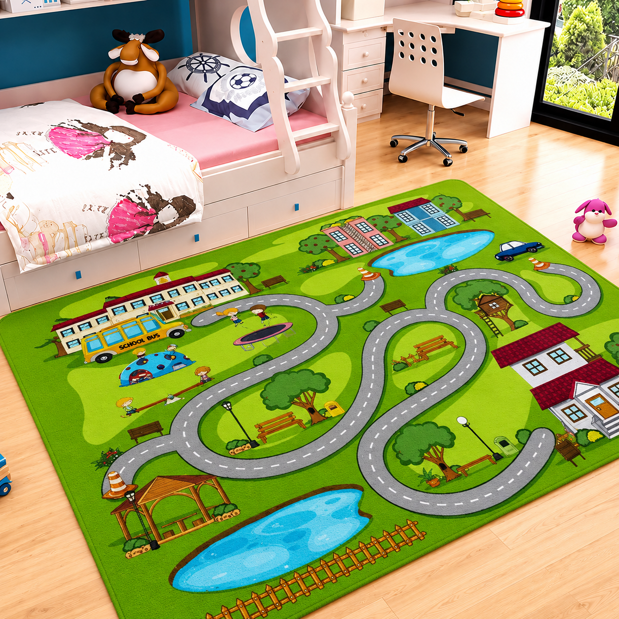 Kids Polyester Road Layout Play Mat Modern Simplicity | Marovia