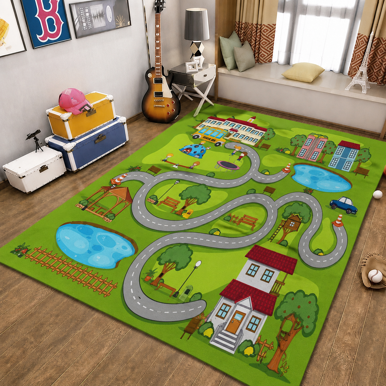 Kids Polyester Road Layout Play Mat Modern Simplicity | Marovia