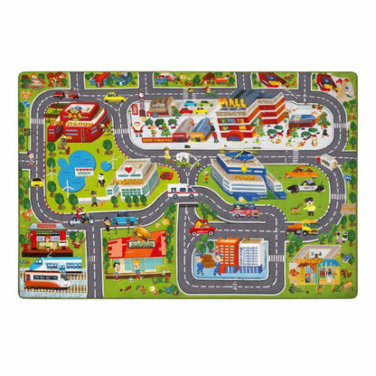 Kids Road Game Play Mat Modern Playroom Rug Indoor Use | Velnmora