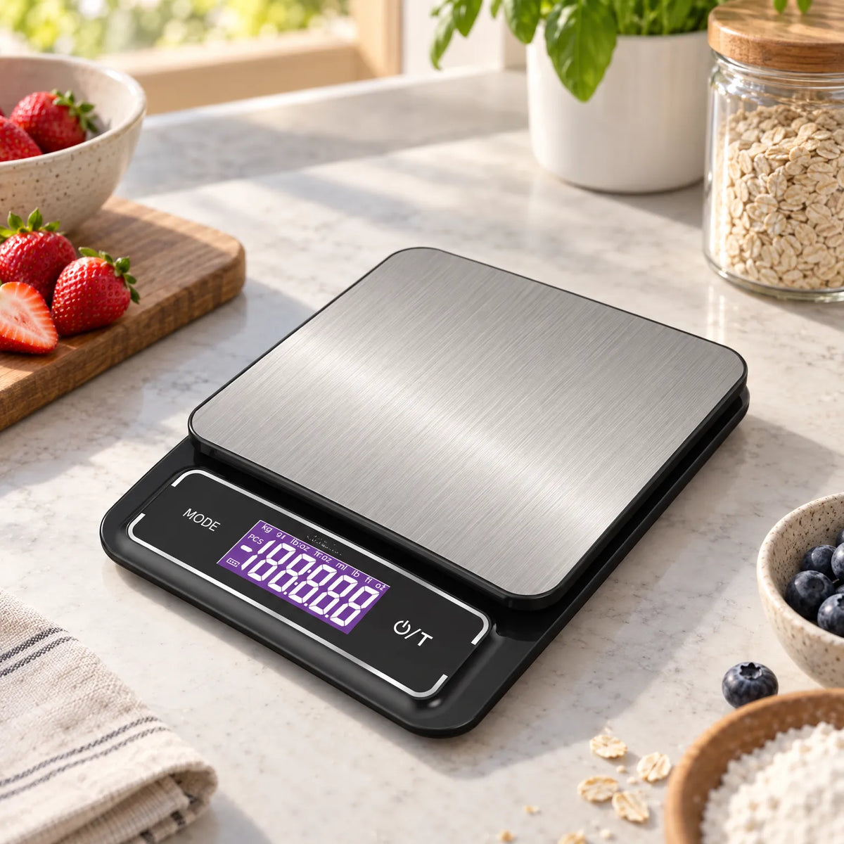 Kitchen Scale with Digital Display IP67 Waterproof Stainless Steel Design