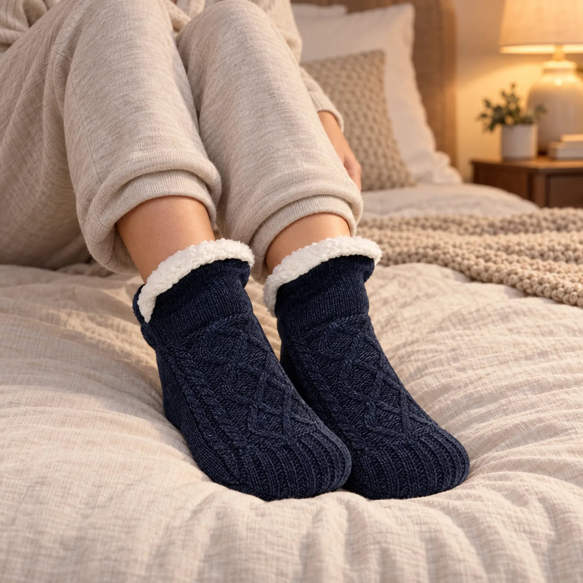 Knit Ankle Grip Socks
