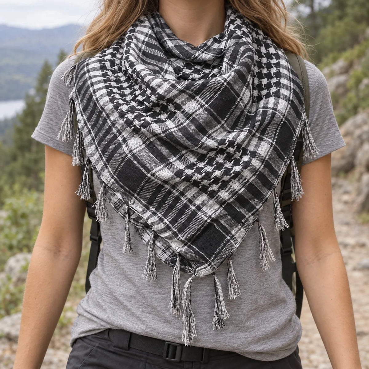 Knit Plaid Winter Scarf