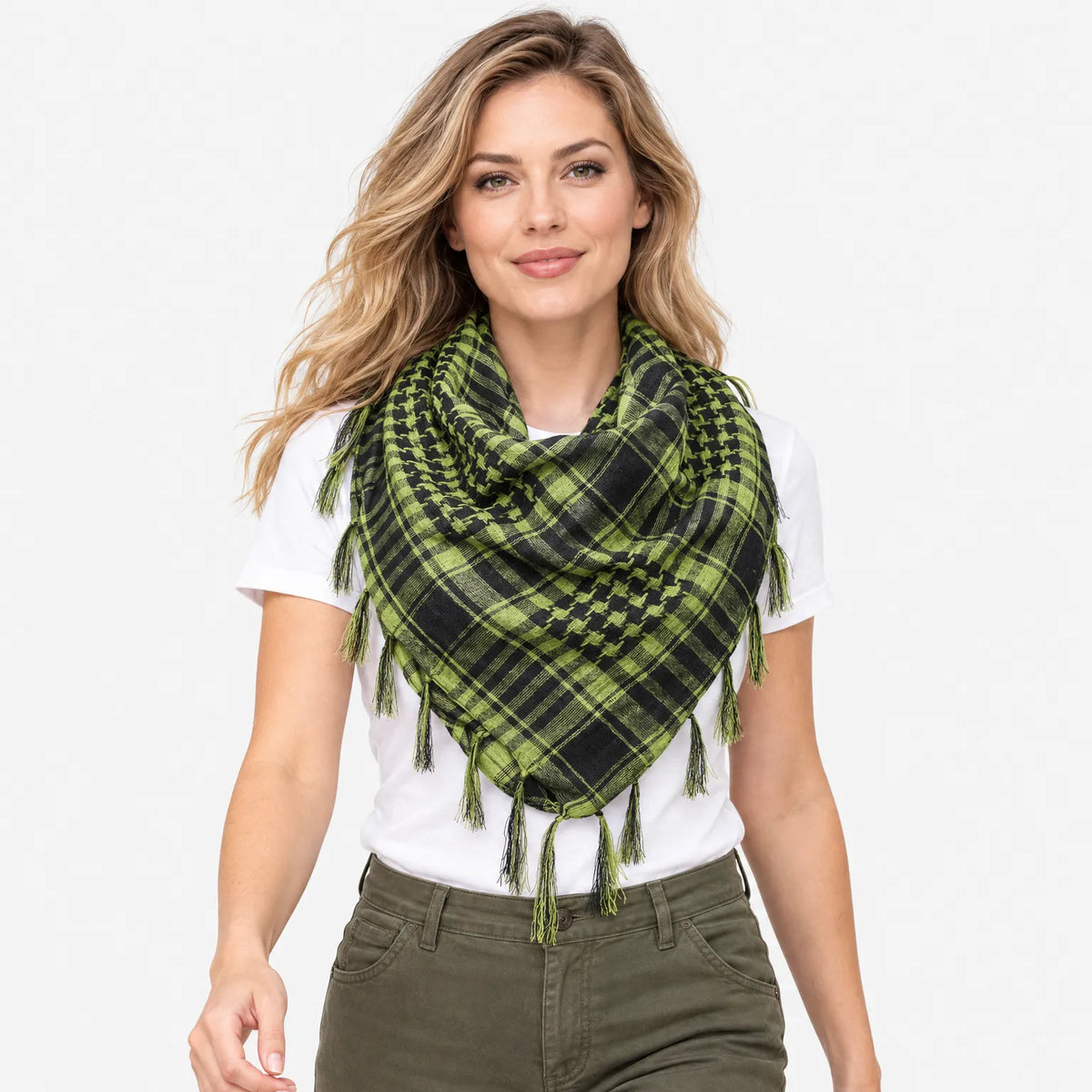 Knit Plaid Winter Scarf