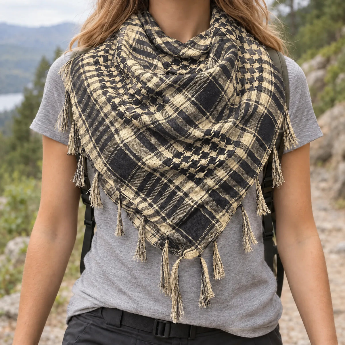 Knit Plaid Winter Scarf