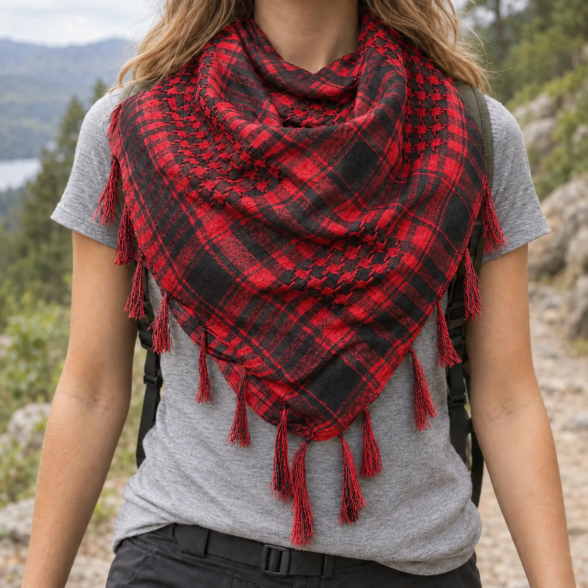 Knit Plaid Winter Scarf