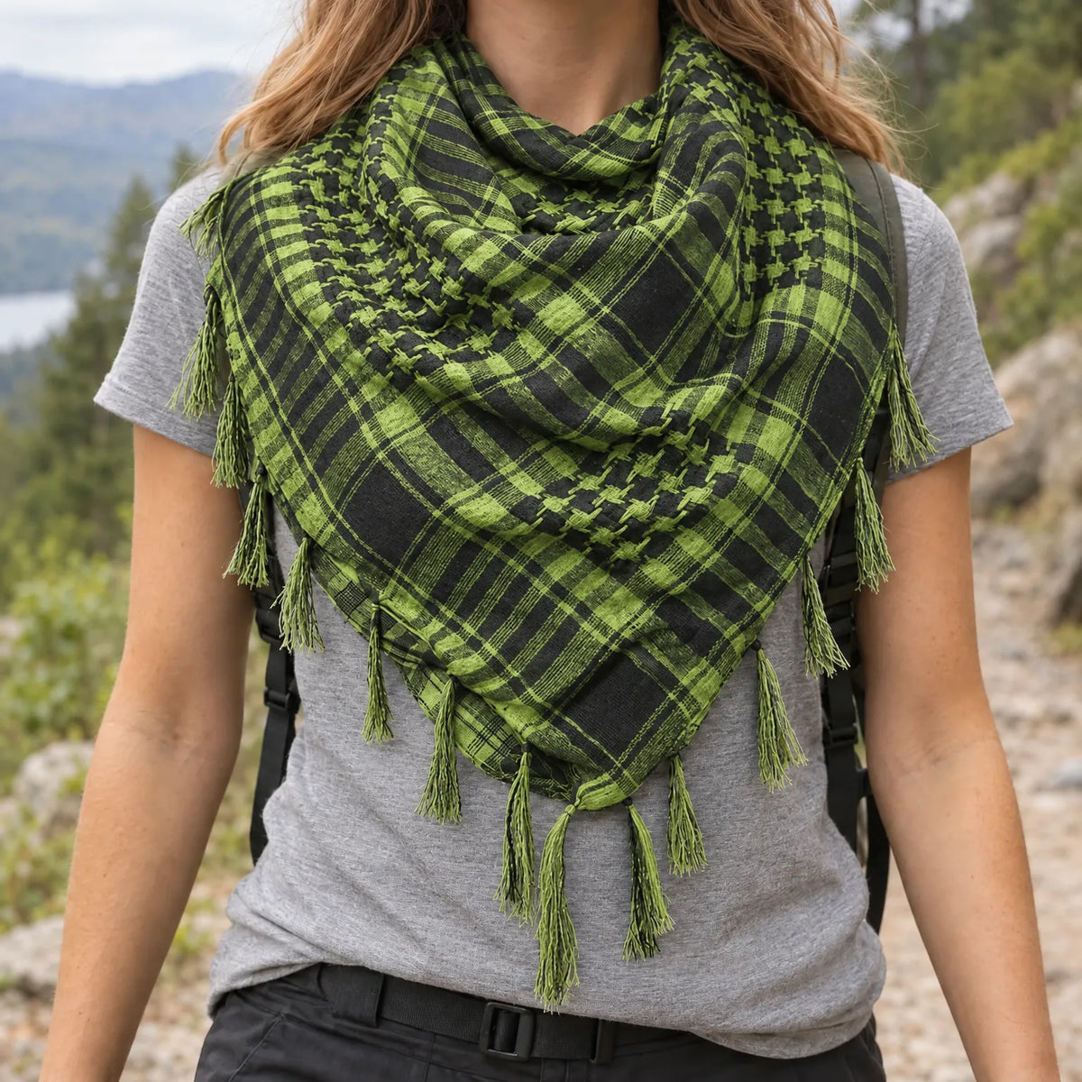 Knit Plaid Winter Scarf