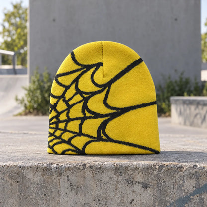 Knit Spider Web Skull Cap