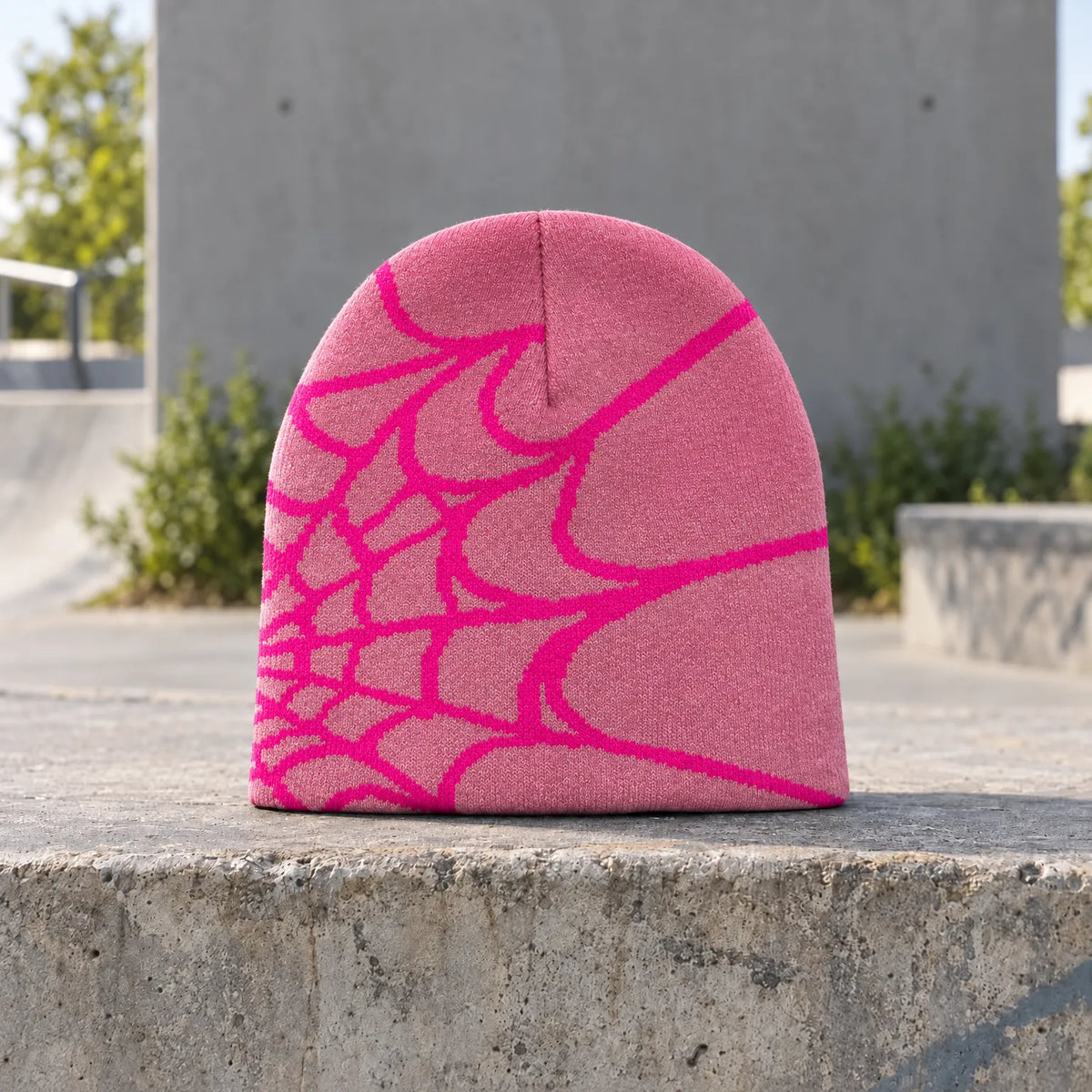 Knit Spider Web Skull Cap