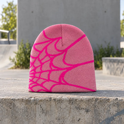 Knit Spider Web Skull Cap