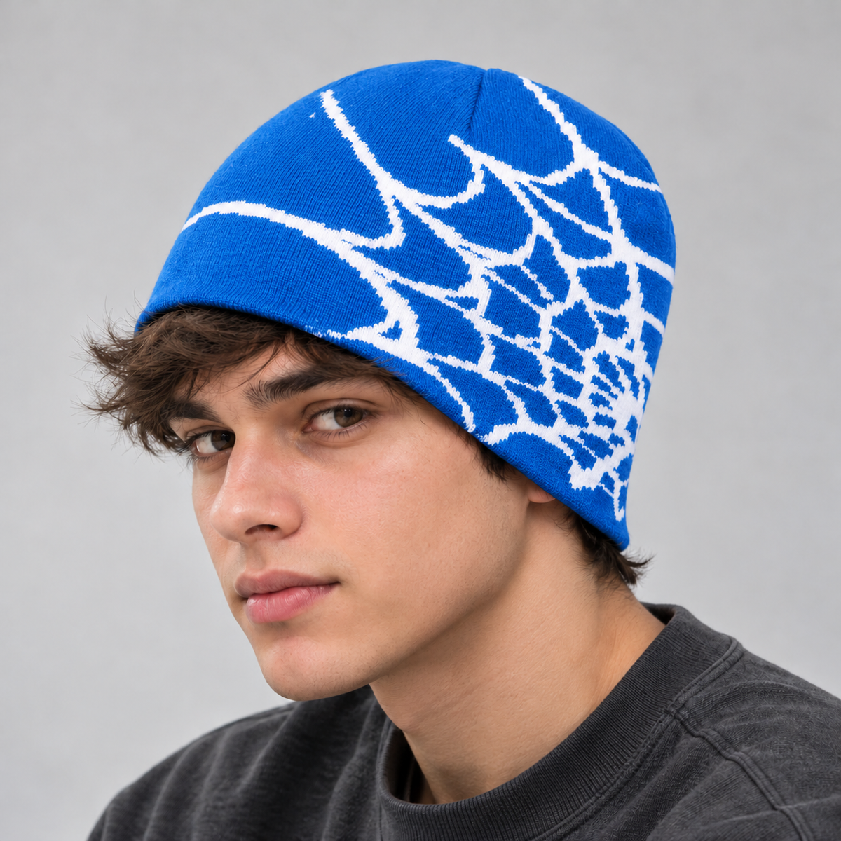 Knit Spider Web Skull Cap