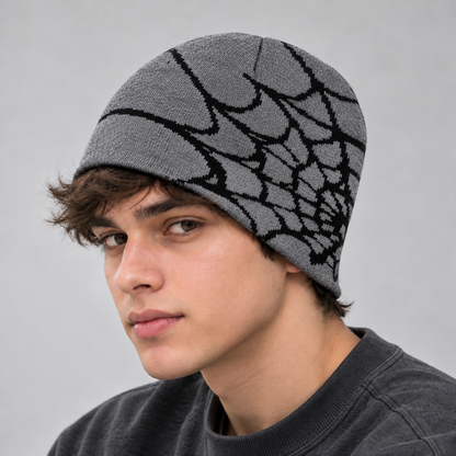 Knit Spider Web Skull Cap