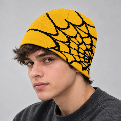 Knit Spider Web Skull Cap
