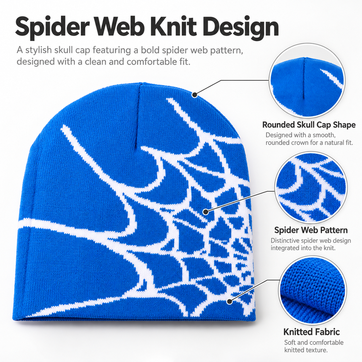 Knit Spider Web Skull Cap