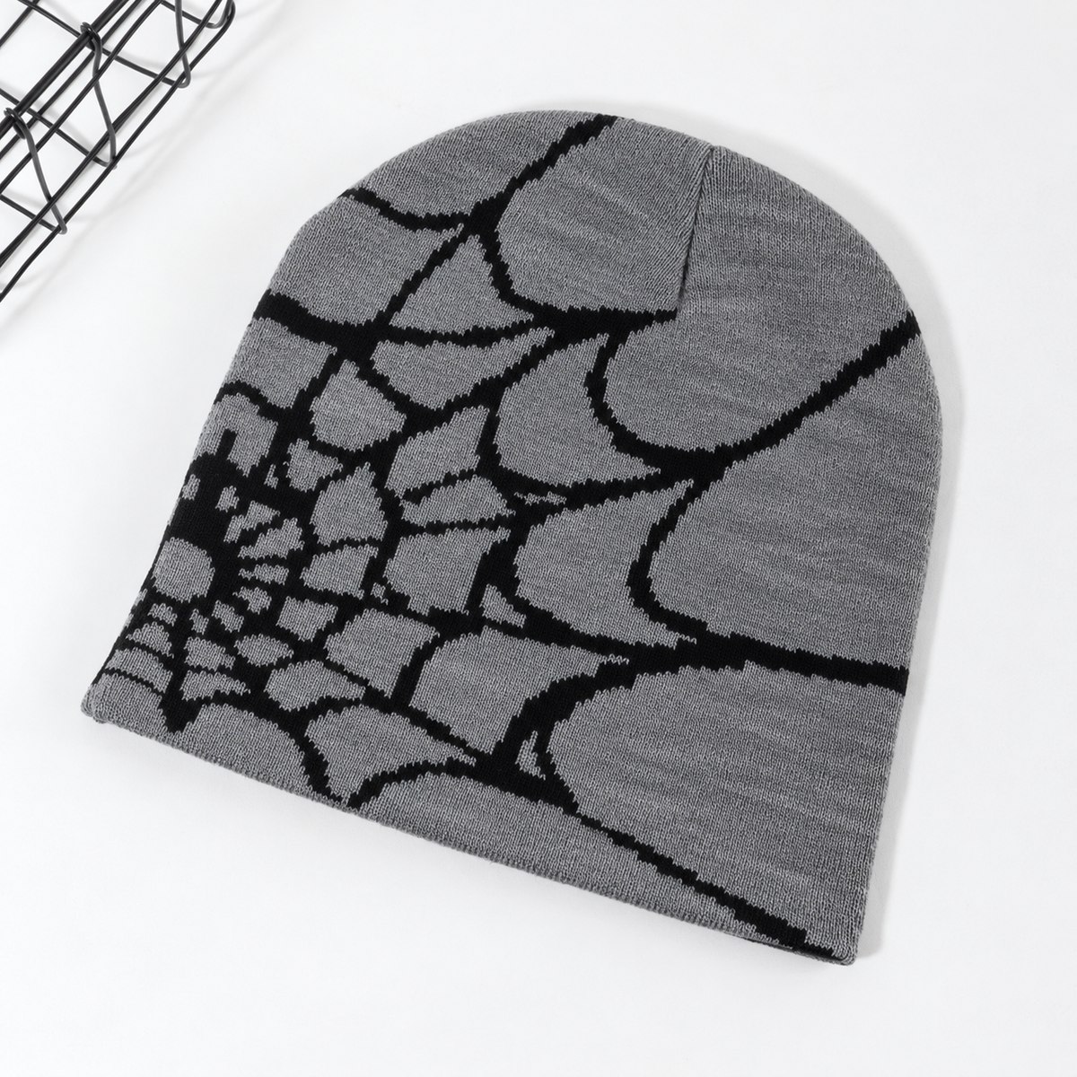 Knit Spider Web Skull Cap