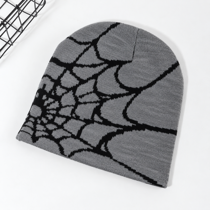 Knit Spider Web Skull Cap