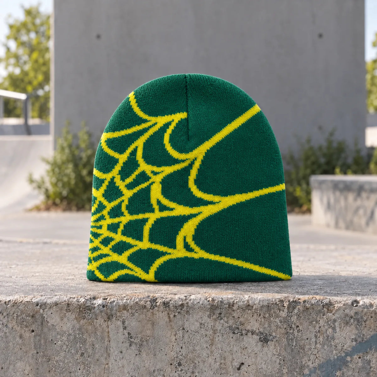 Knit Spider Web Skull Cap