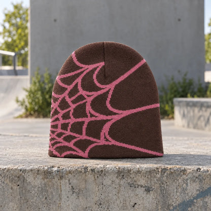 Knit Spider Web Skull Cap