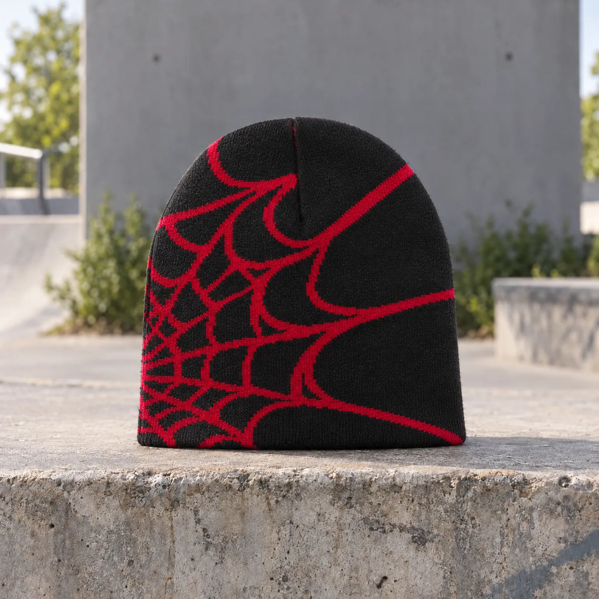 Knit Spider Web Skull Cap