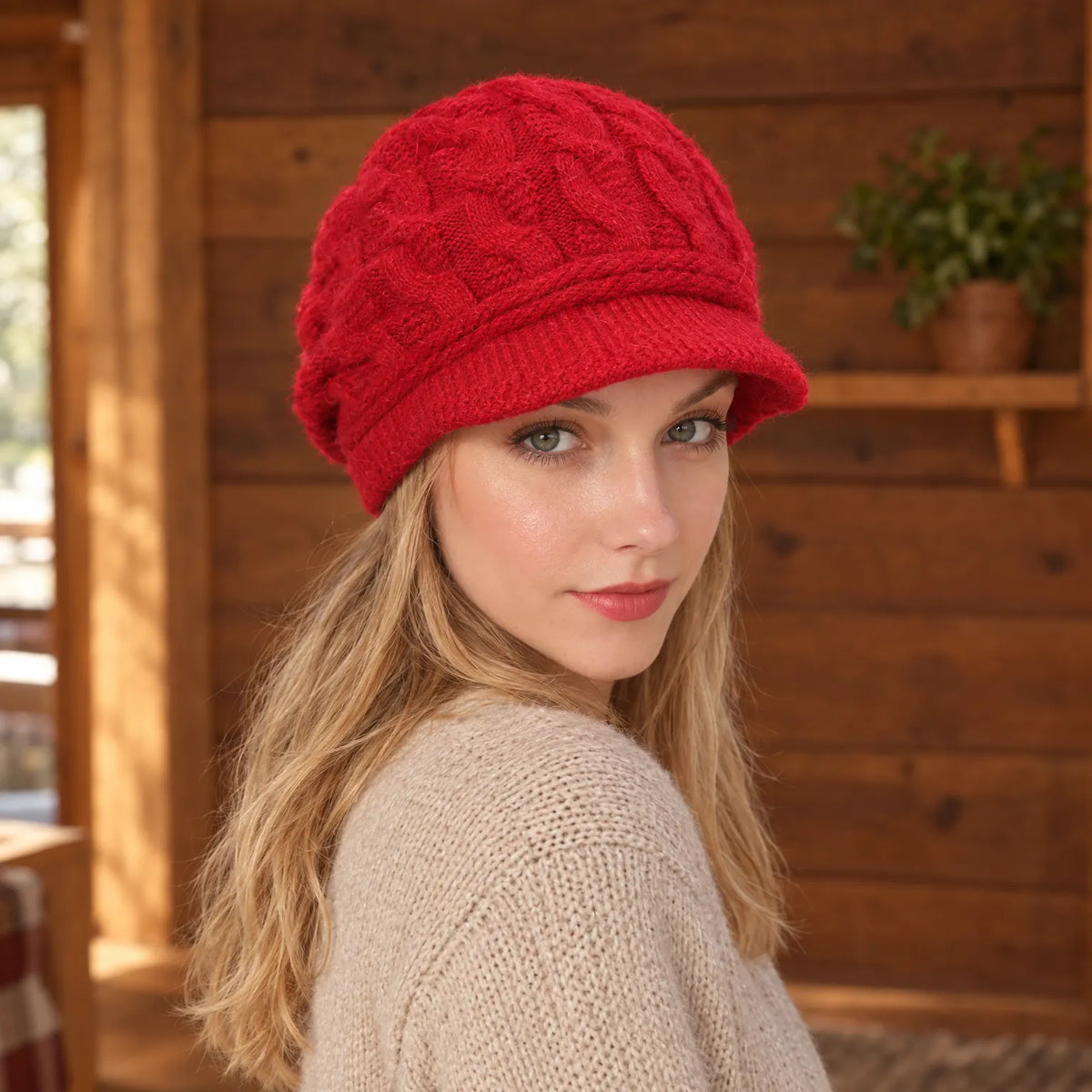 Knit Winter Beanie With Brim