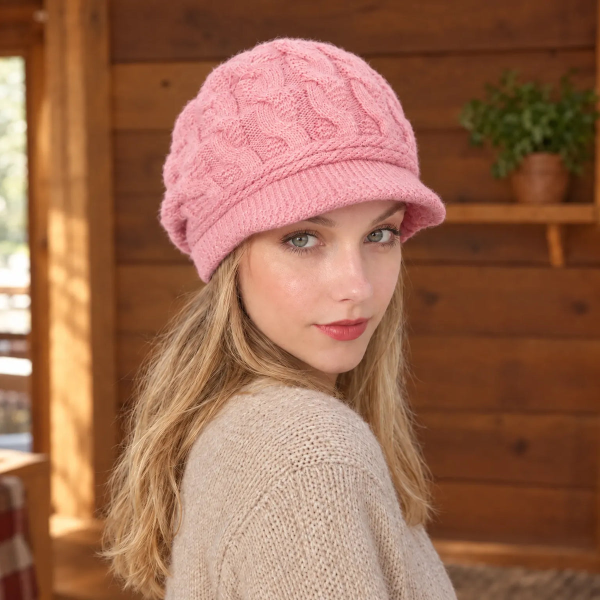 Knit Winter Beanie With Brim
