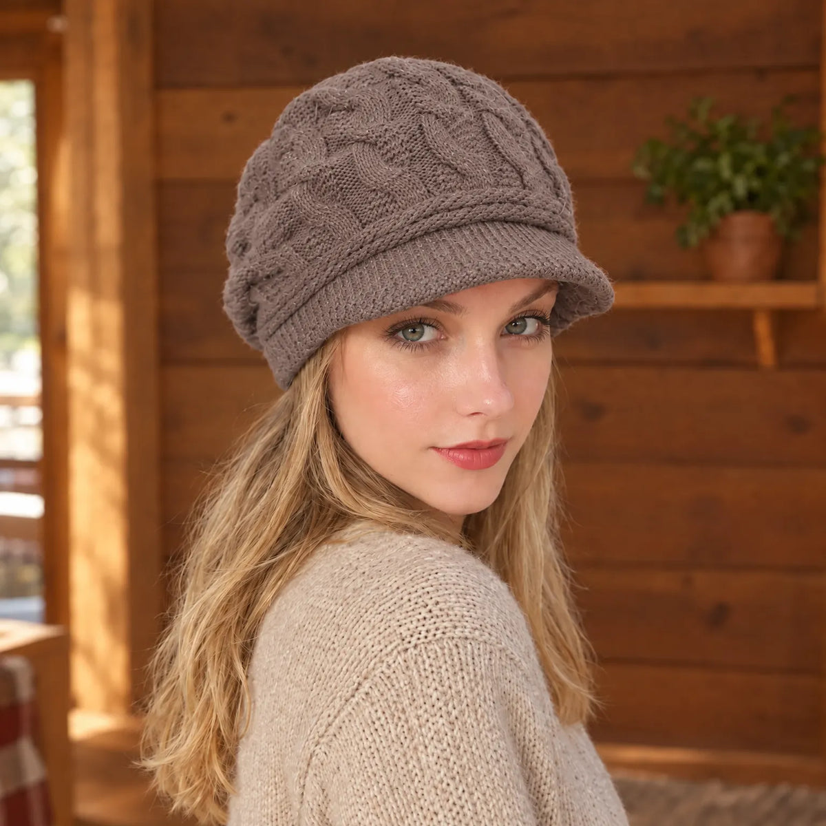 Knit Winter Beanie With Brim