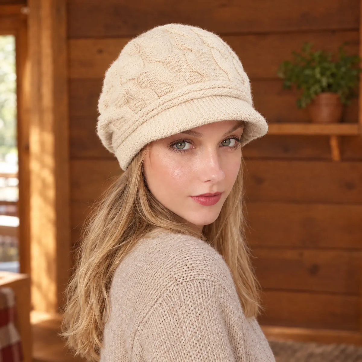 Knit Winter Beanie With Brim
