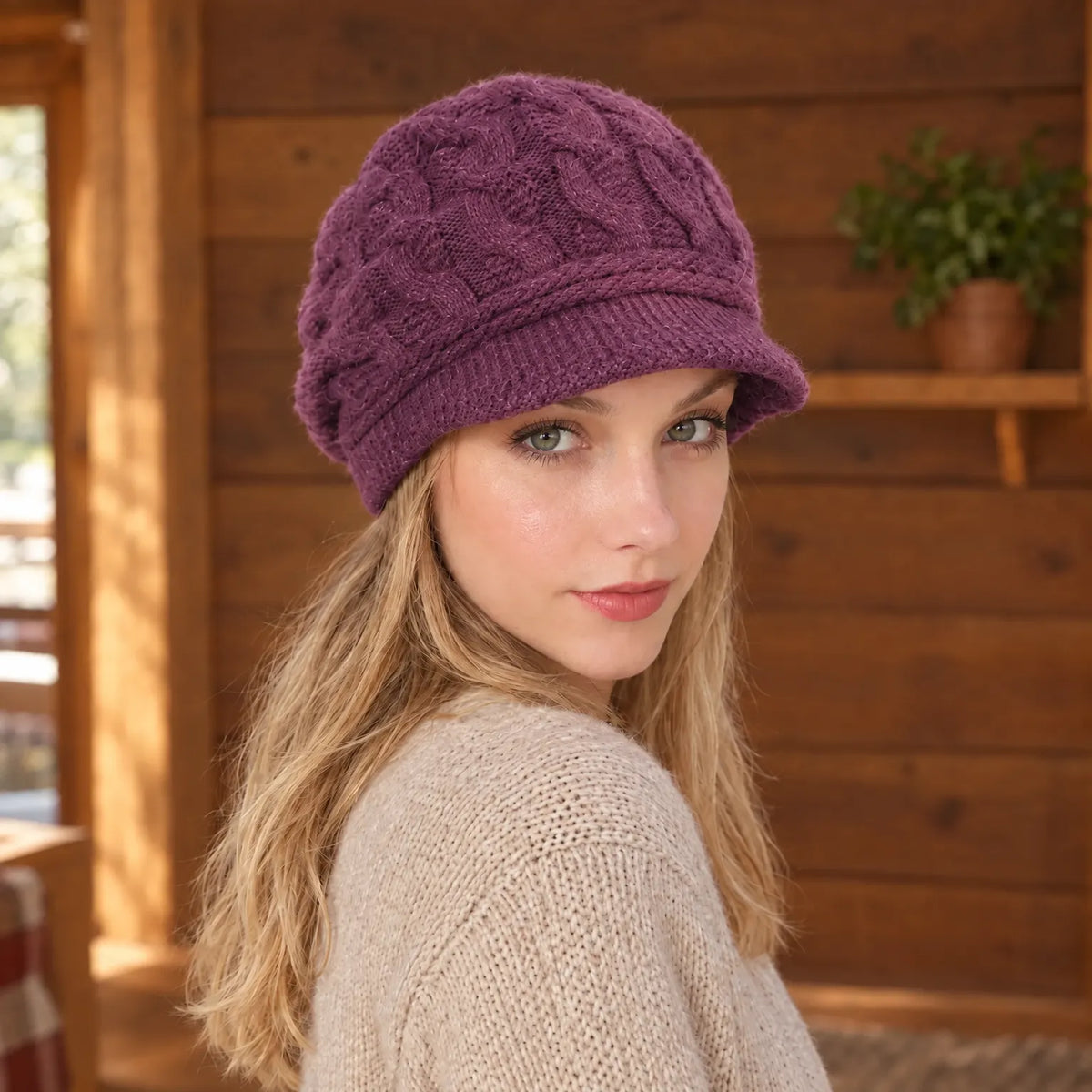 Knit Winter Beanie With Brim