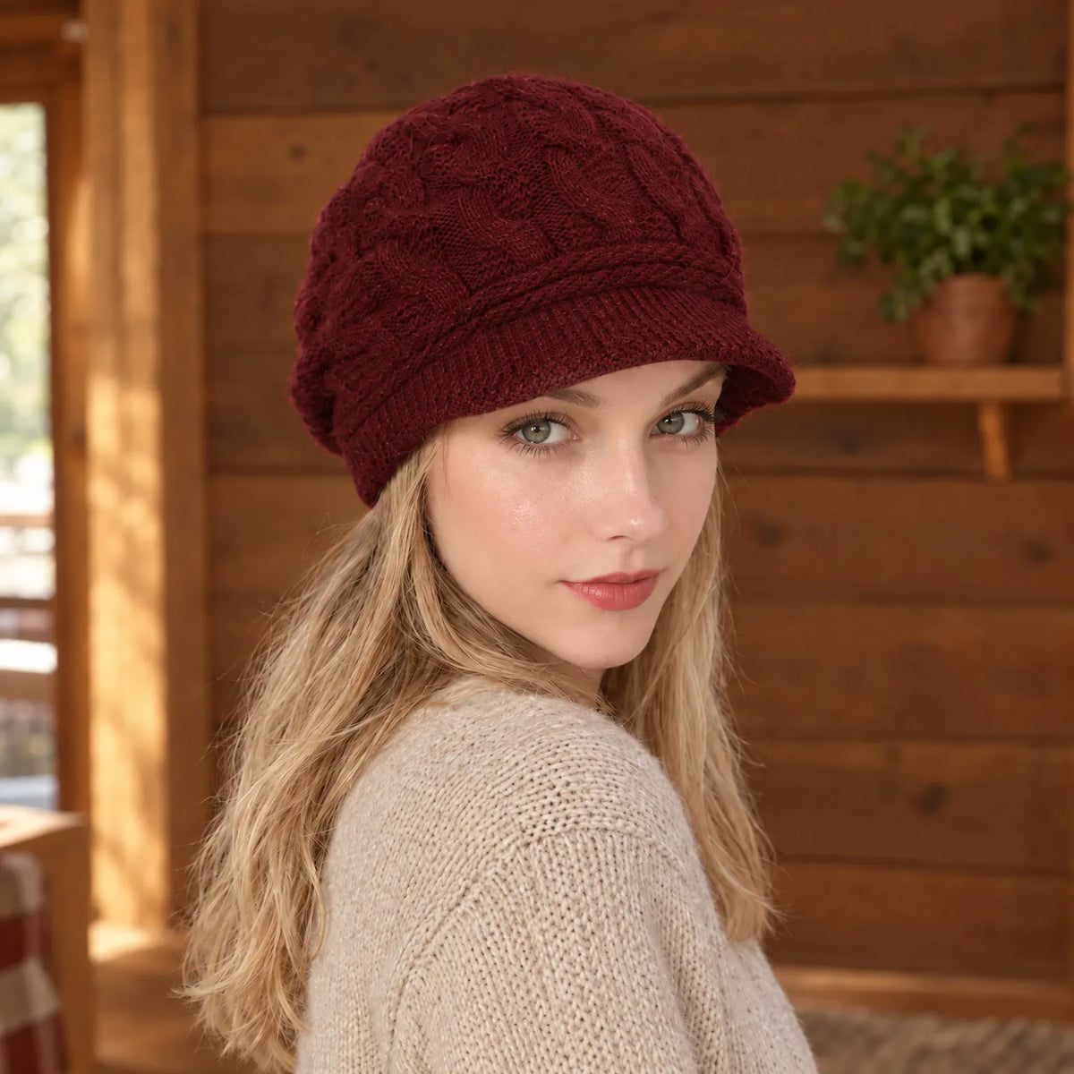 Knit Winter Beanie With Brim