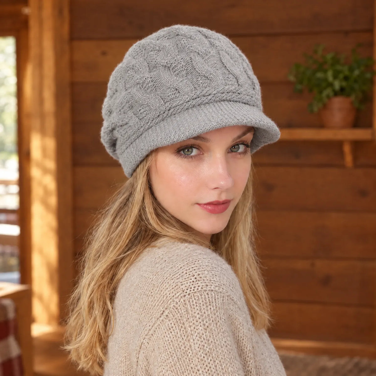 Knit Winter Beanie With Brim