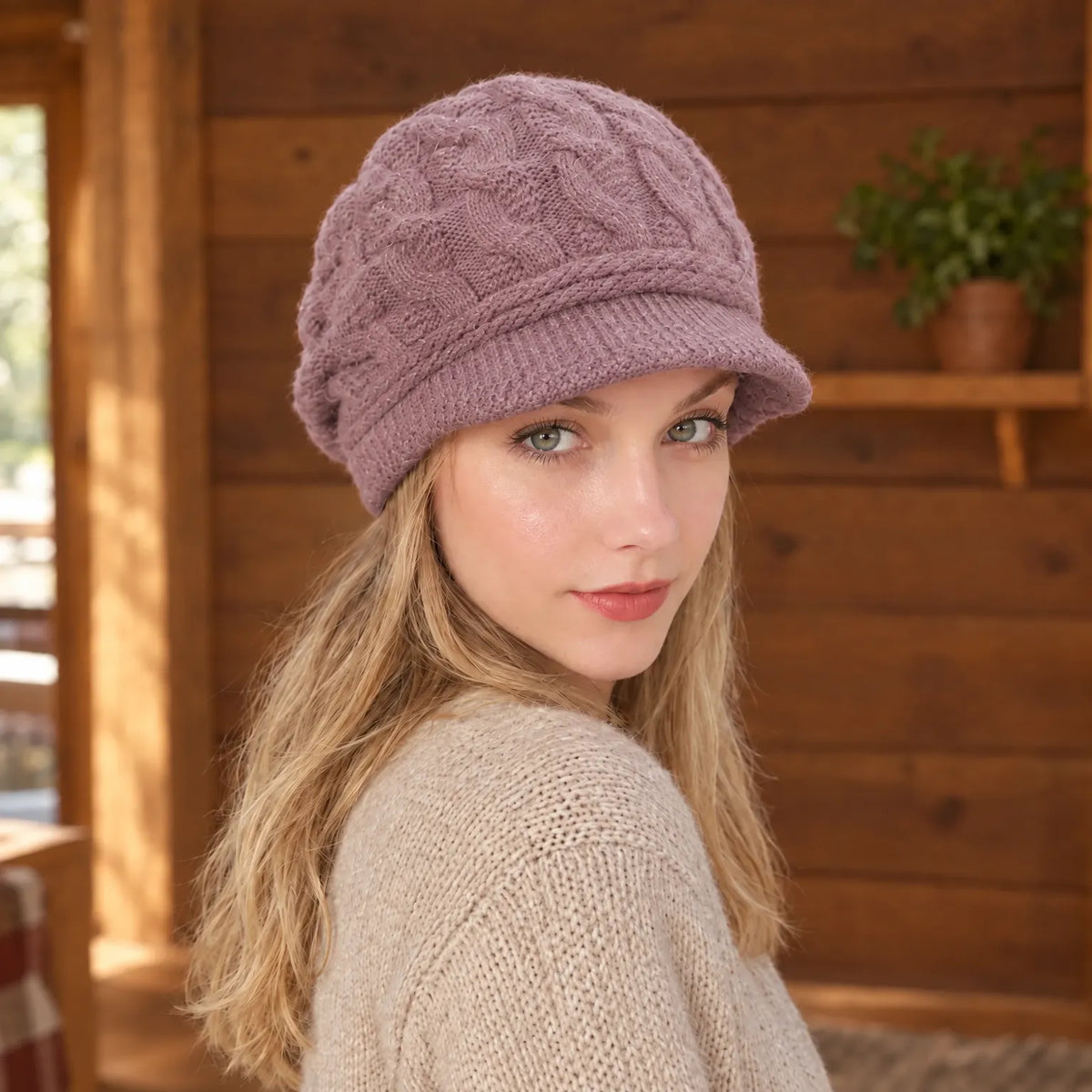 Knit Winter Beanie With Brim