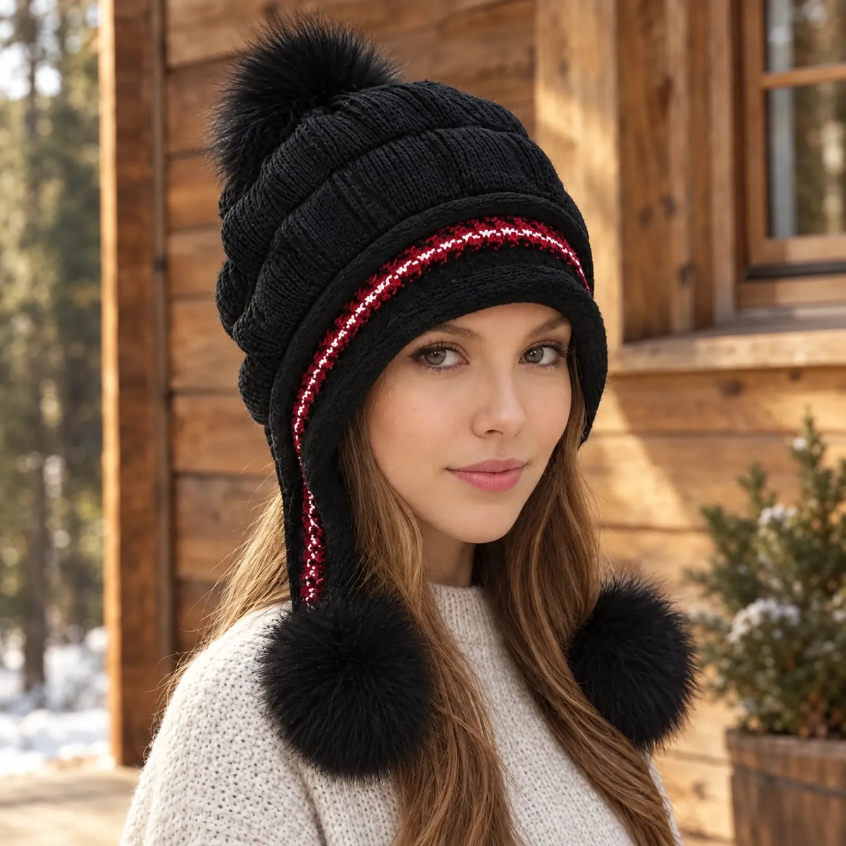 Knit Winter Hat With Ear Flaps