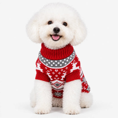 Knitted Dog Christmas Turtleneck Sweater
