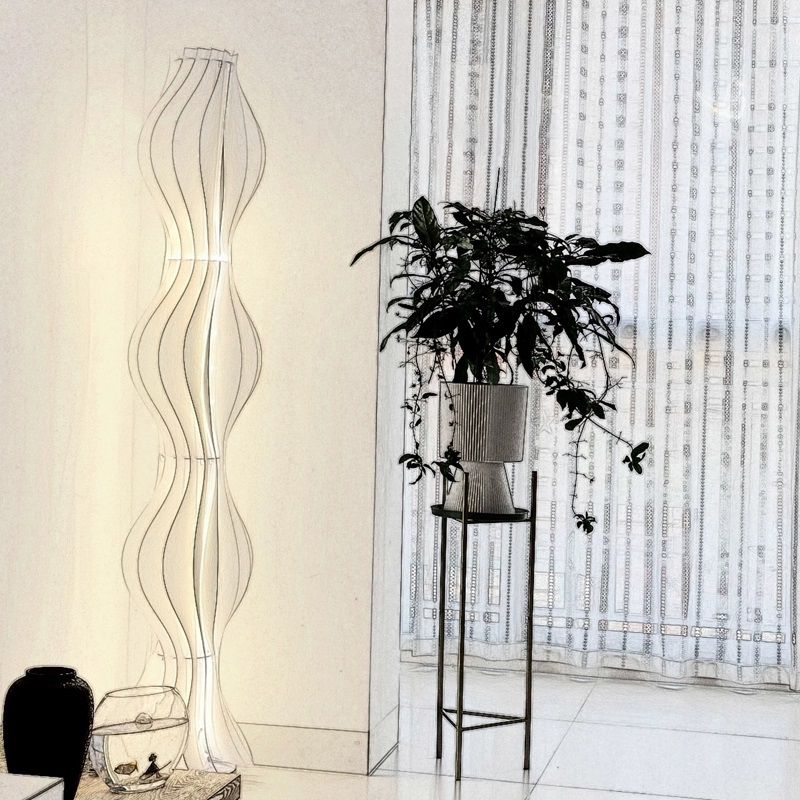 LED Floor Lamp with Pleated Shade for Modern Interior | Velora