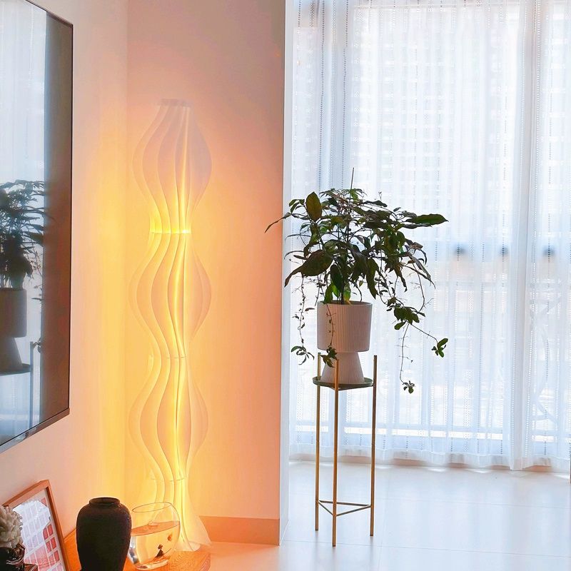 LED Floor Lamp with Pleated Shade for Modern Interior | Velora