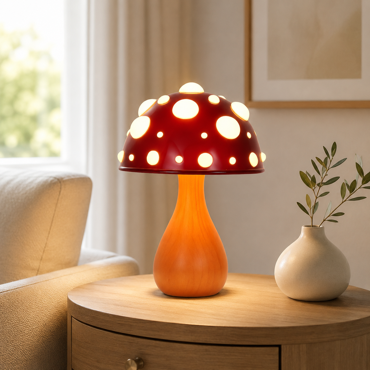 LED Mushroom Table Lamp with Warm White Light | Zanvexa