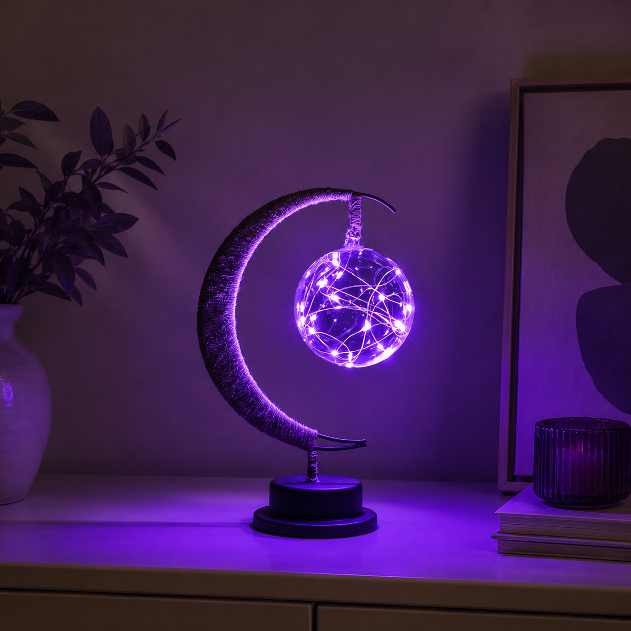 LED Sphere Crescent Moon Table Lamp Modern Design | Dremica