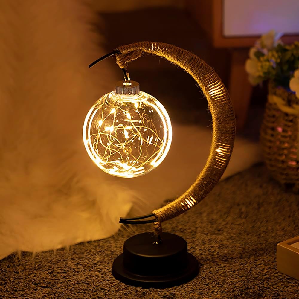 LED Sphere Crescent Moon Table Lamp Modern Design | Dremica