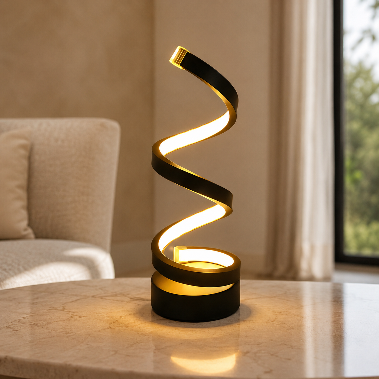 LED Spiral Table Lamp with Three Light Modes | Kervixa