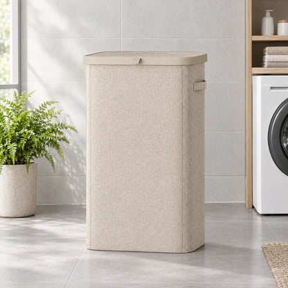 Large 85L Fabric Laundry Hamper with Lid and Side Handles