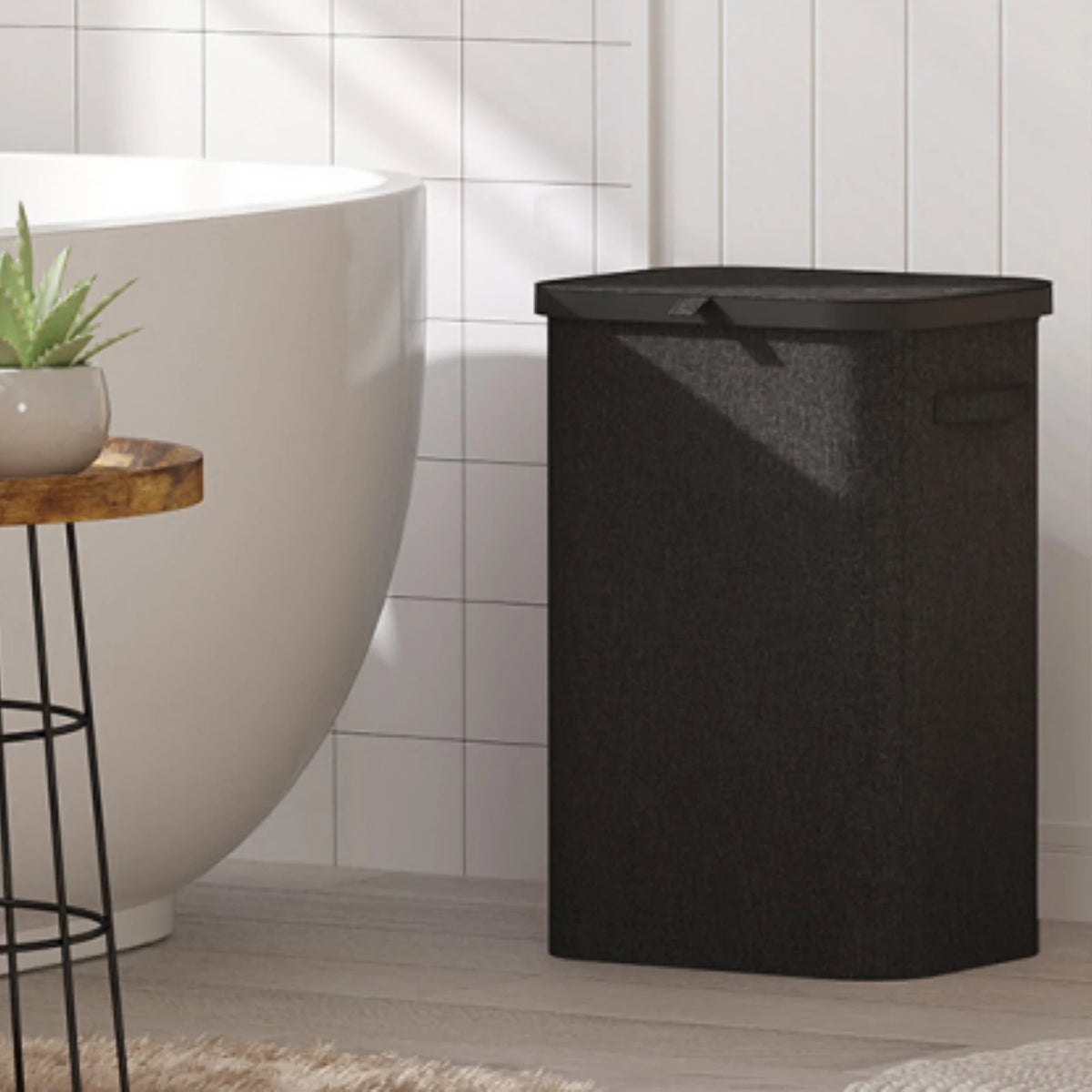 Large 85L Fabric Laundry Hamper with Lid and Side Handles