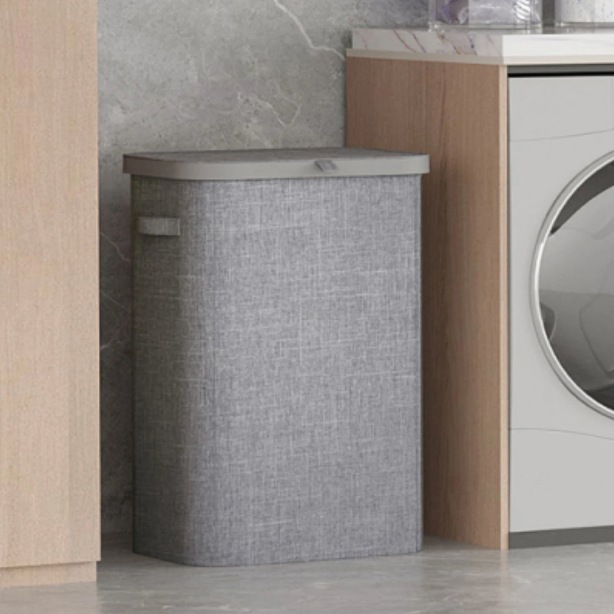 Large 85L Fabric Laundry Hamper with Lid and Side Handles