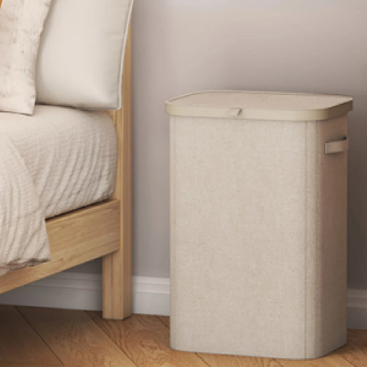 Large 85L Fabric Laundry Hamper with Lid and Side Handles