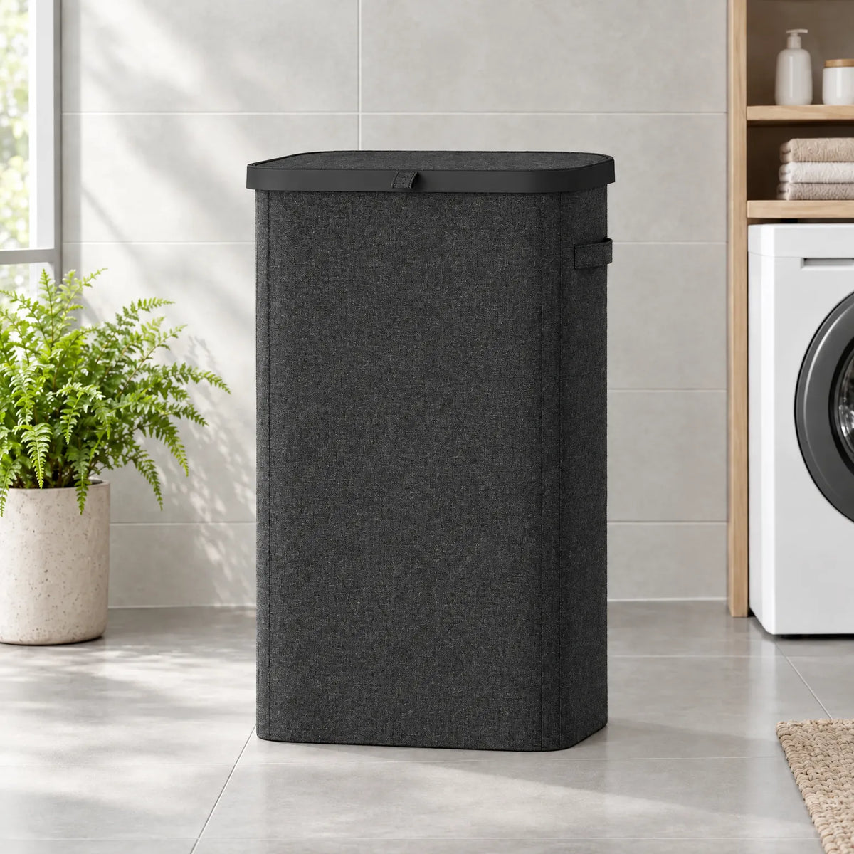 Large 85L Fabric Laundry Hamper with Lid and Side Handles