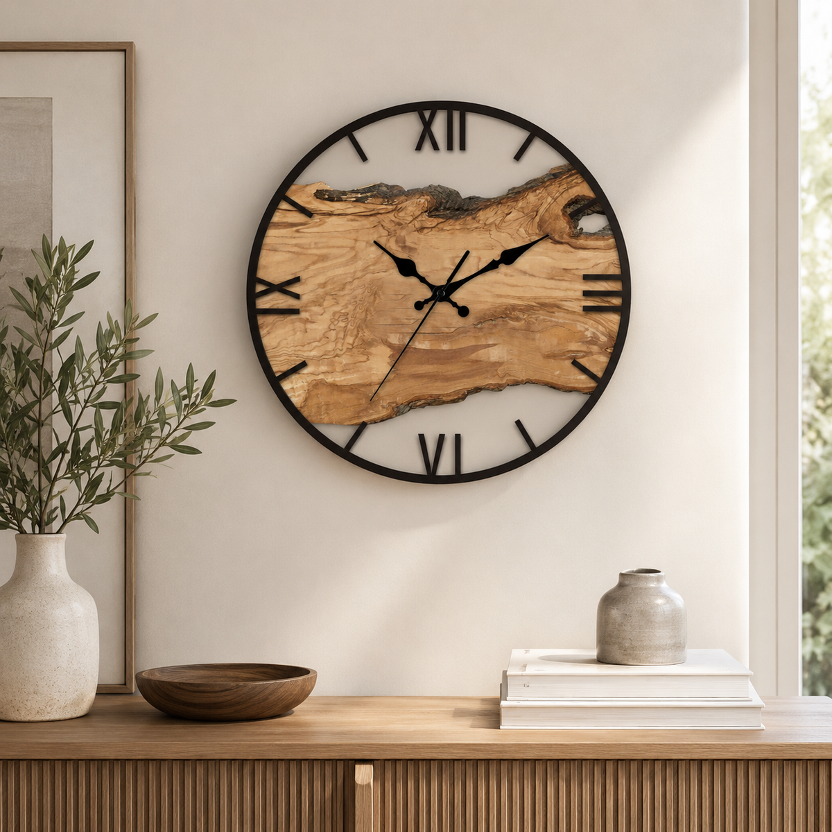Large Black Minimalist Wall Clock Silent Quartz Design | Truvexa