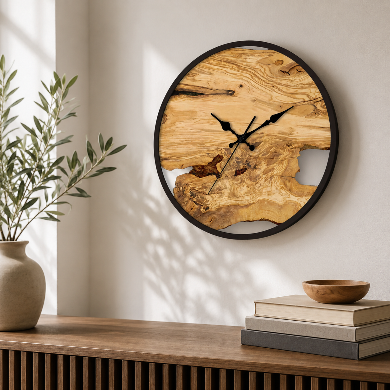 Large Black Minimalist Wall Clock Silent Quartz Design | Truvexa