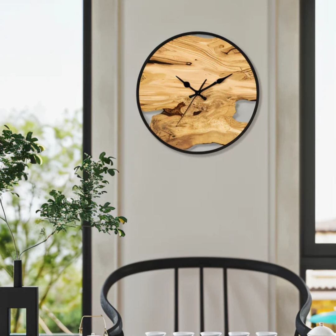Large Black Minimalist Wall Clock Silent Quartz Design | Truvexa